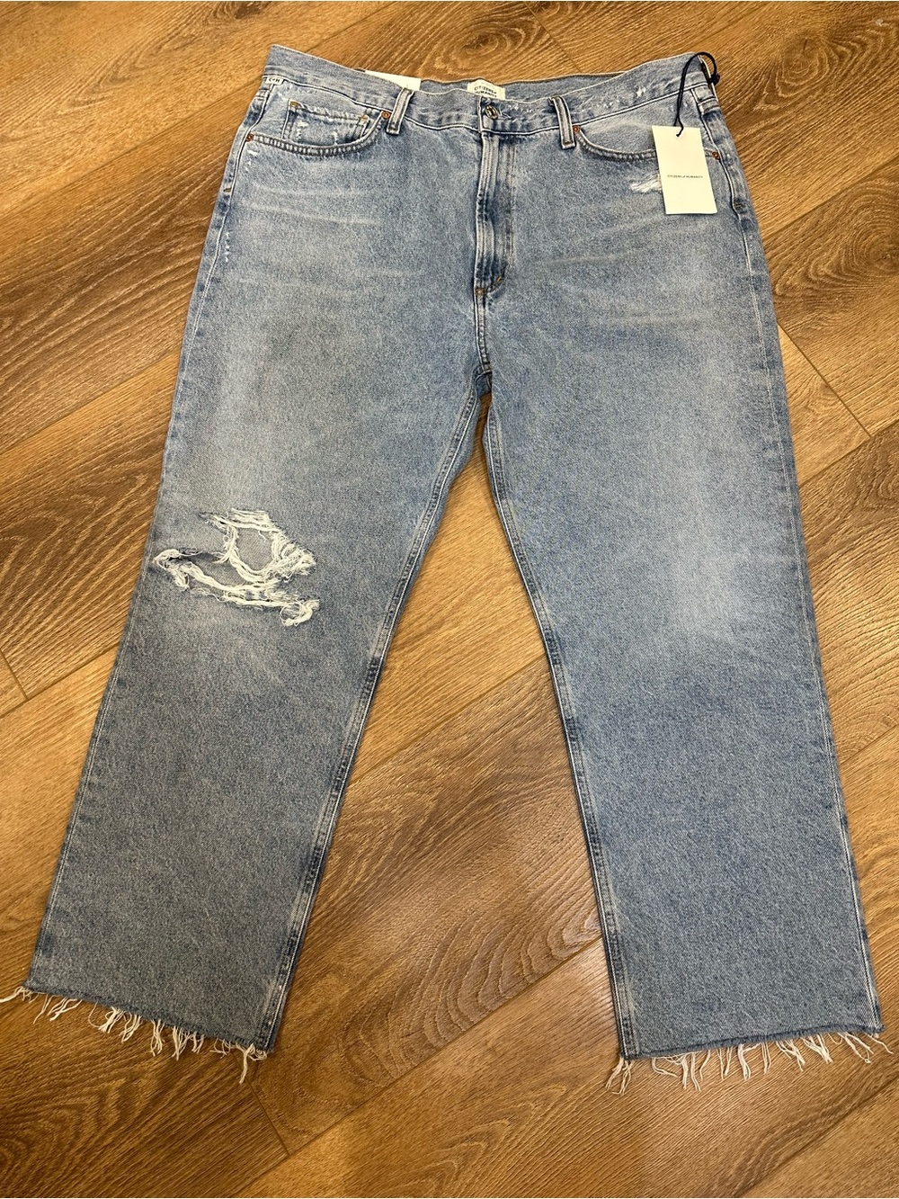 COH DAPHNE high waist stove pipe light wash crop distressed Jean sz34